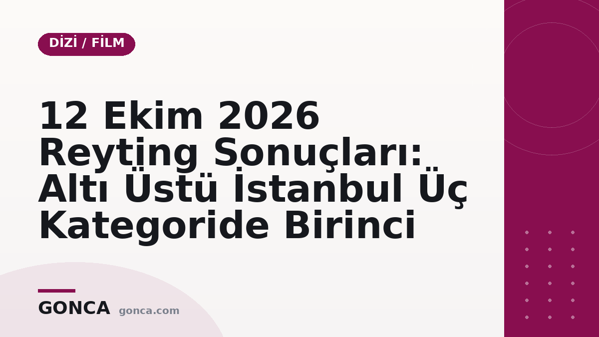 12 Ekim 2026 Reyting Sonuçları: Altı Üstü İstanbul Üç Kategoride Birinci