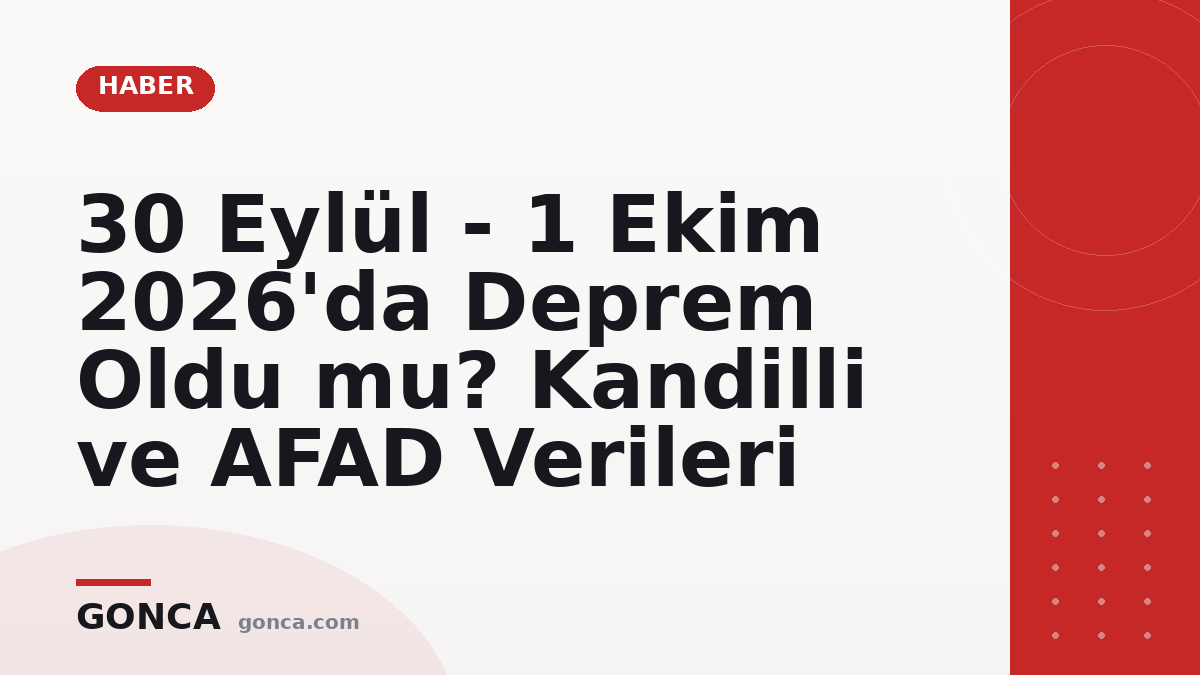 30 Eylül - 1 Ekim 2026'da Deprem Oldu mu? Kandilli ve AFAD Verileri