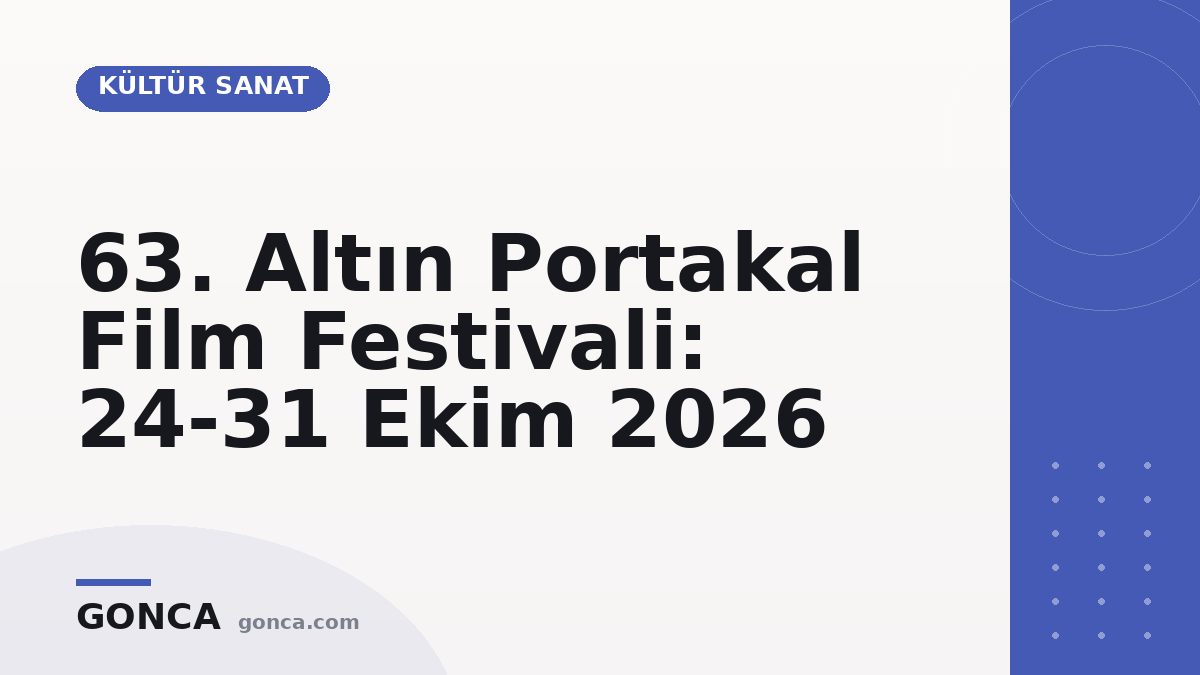 63. Altın Portakal Film Festivali: 24-31 Ekim 2026