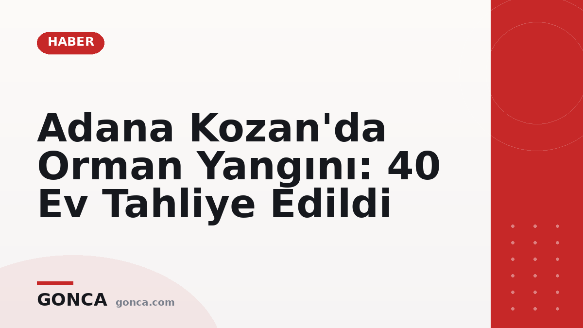Adana Kozan'da Orman Yangını: 40 Ev Tahliye Edildi