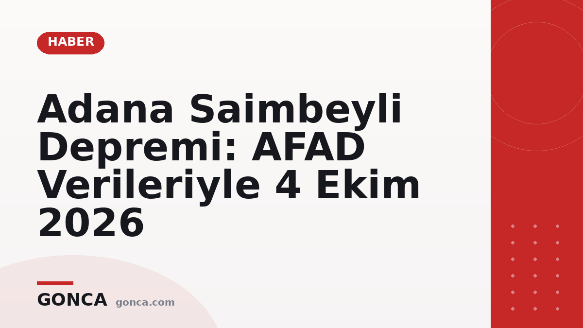 Adana Saimbeyli Depremi: AFAD Verileriyle 4 Ekim 2026