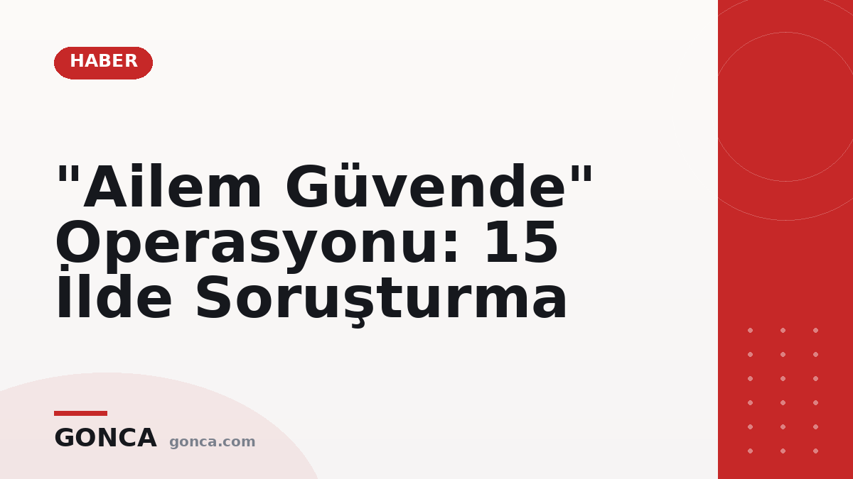 "Ailem Güvende" Operasyonu: 15 İlde Soruşturma