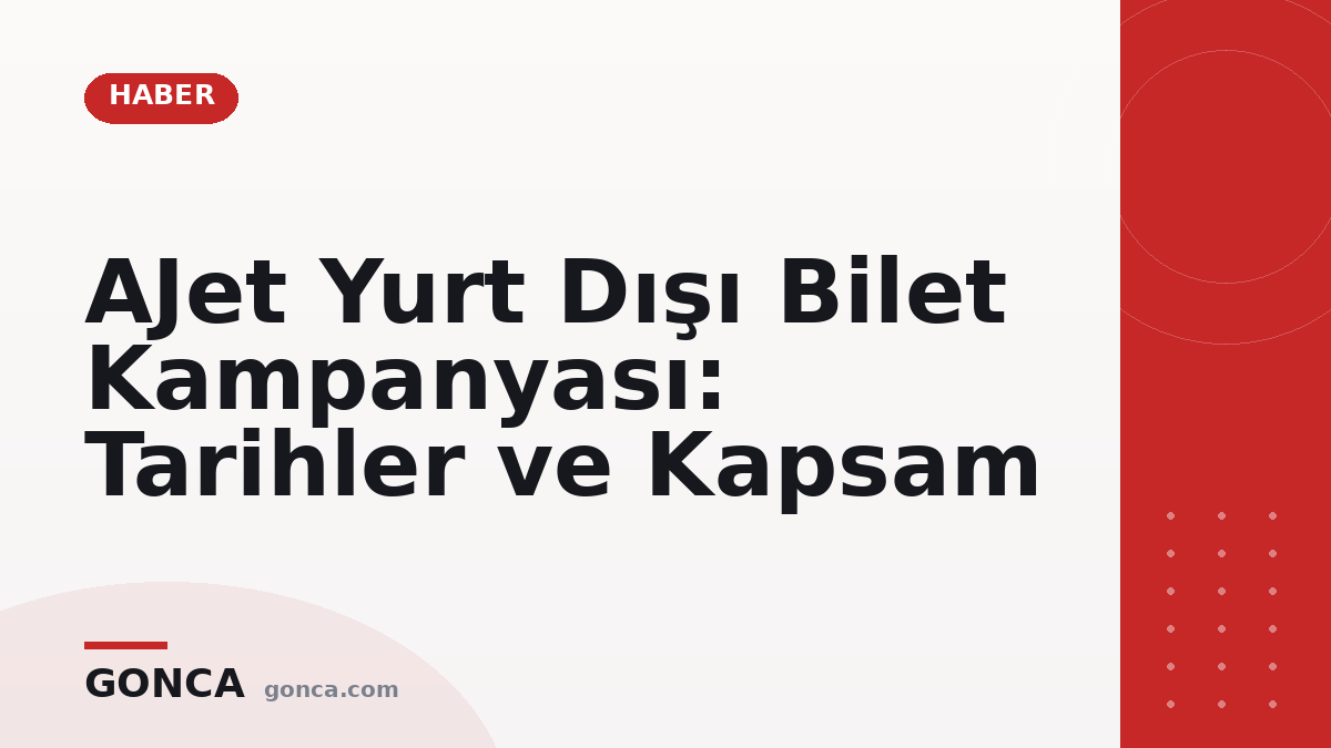 AJet Yurt Dışı Bilet Kampanyası: Tarihler ve Kapsam