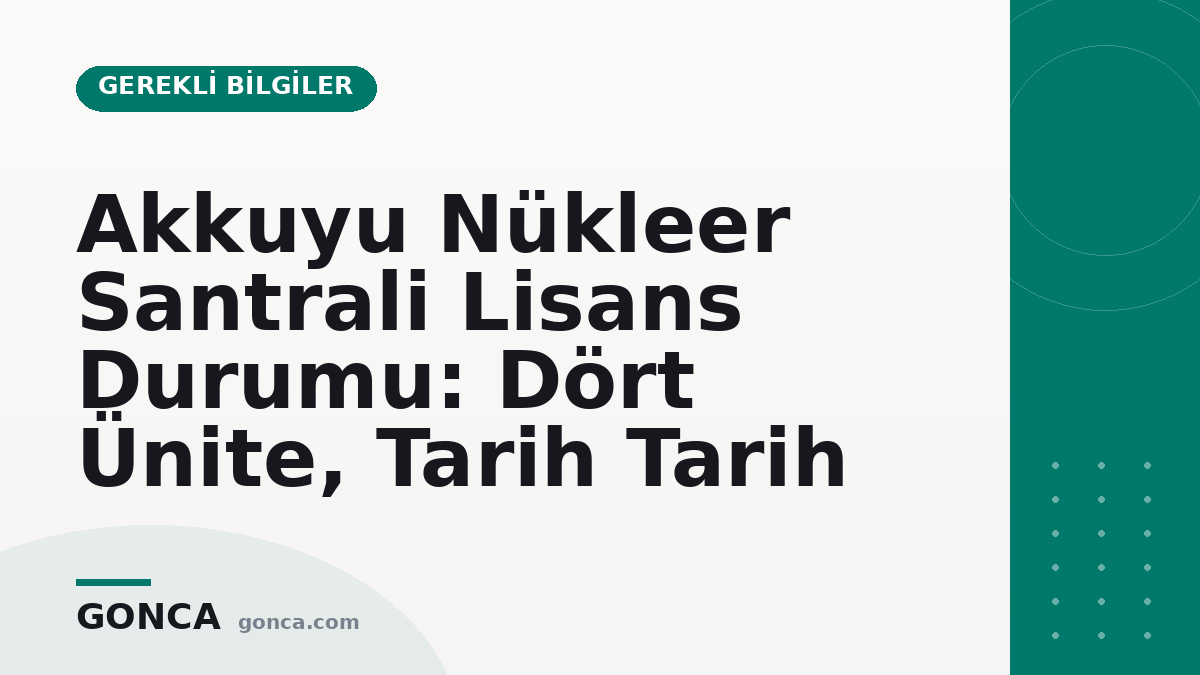 Akkuyu Nükleer Santrali Lisans Durumu: Dört Ünite, Tarih Tarih
