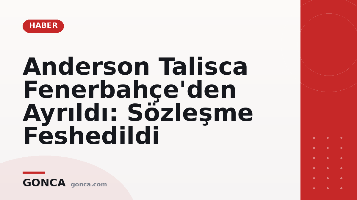 Anderson Talisca Fenerbahçe'den Ayrıldı: Sözleşme Feshedildi