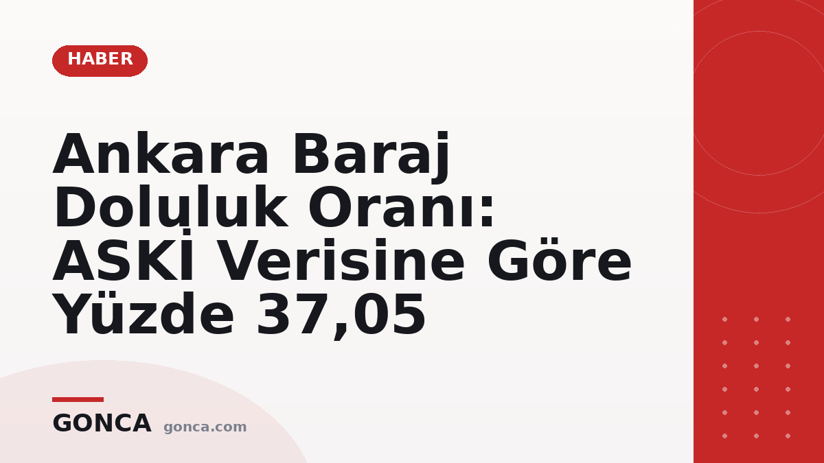 Ankara Baraj Doluluk Oranı: ASKİ Verisine Göre Yüzde 37,05