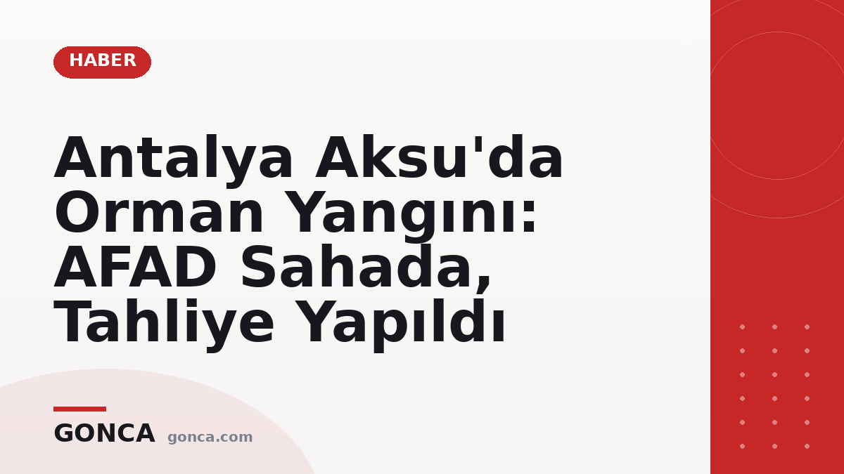 Antalya Aksu'da Orman Yangını: AFAD Sahada, Tahliye Yapıldı