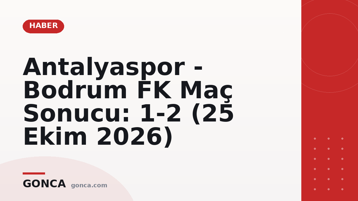 Antalyaspor - Bodrum FK Maç Sonucu: 1-2 (25 Ekim 2026)