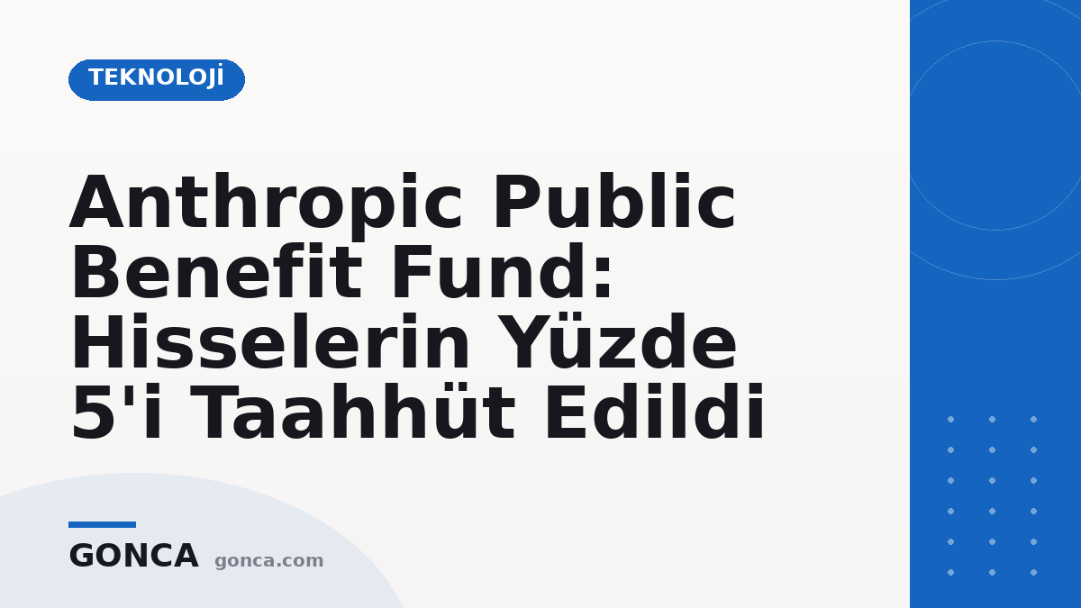 Anthropic Public Benefit Fund: Hisselerin Yüzde 5'i Taahhüt Edildi