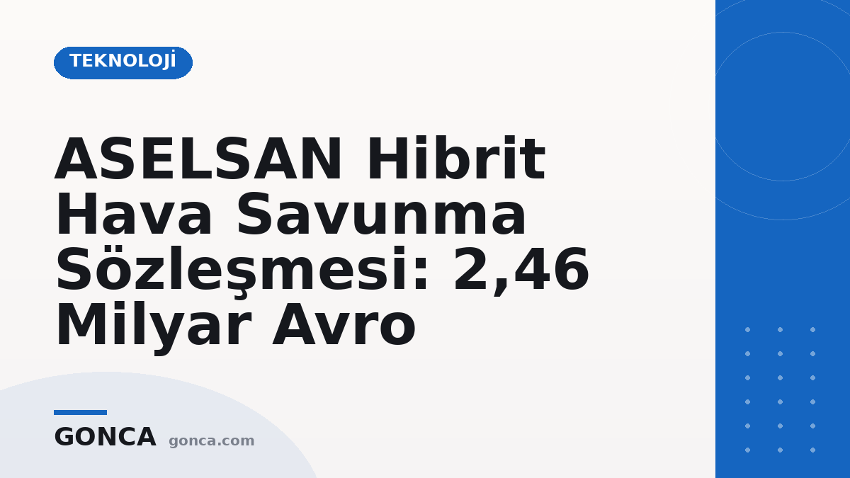 ASELSAN Hibrit Hava Savunma Sözleşmesi: 2,46 Milyar Avro