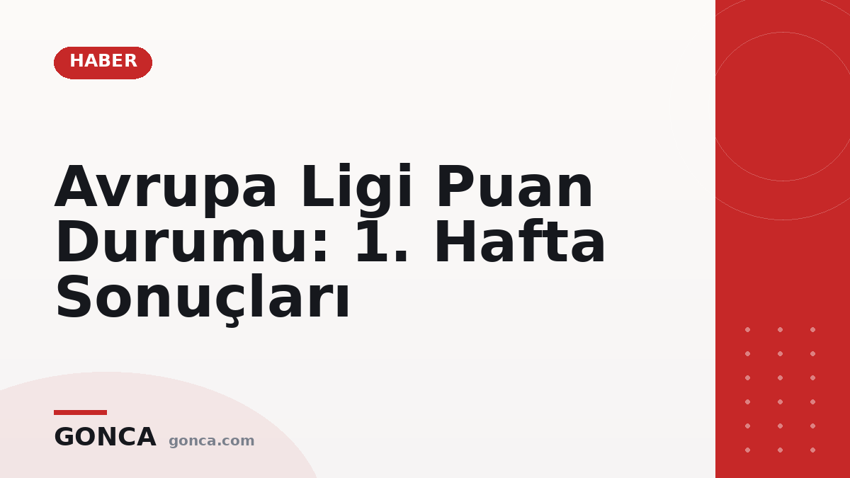 Avrupa Ligi Puan Durumu: 1. Hafta Sonuçları