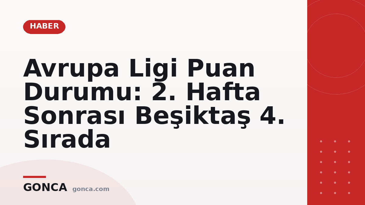 Avrupa Ligi Puan Durumu: 2. Hafta Sonrası Beşiktaş 4. Sırada