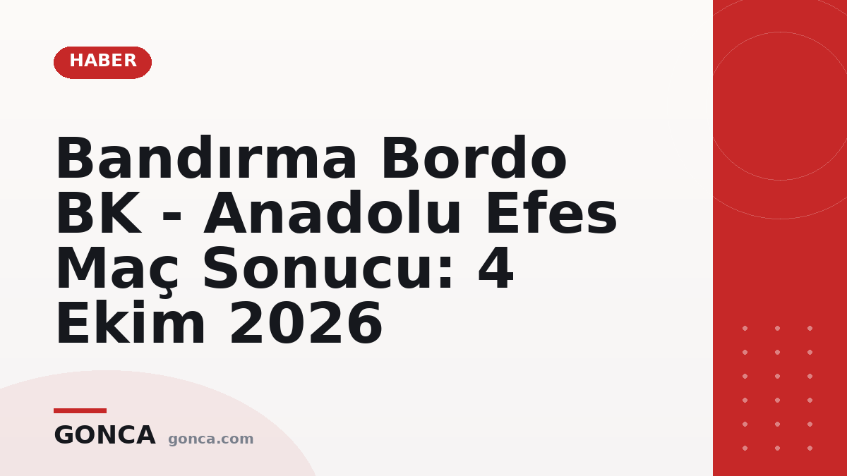 Bandırma Bordo BK - Anadolu Efes Maç Sonucu: 4 Ekim 2026