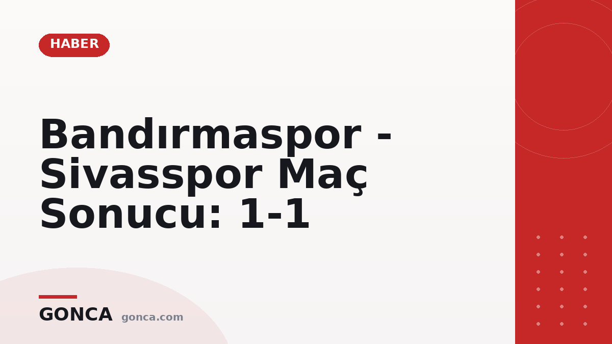 Bandırmaspor - Sivasspor Maç Sonucu: 1-1