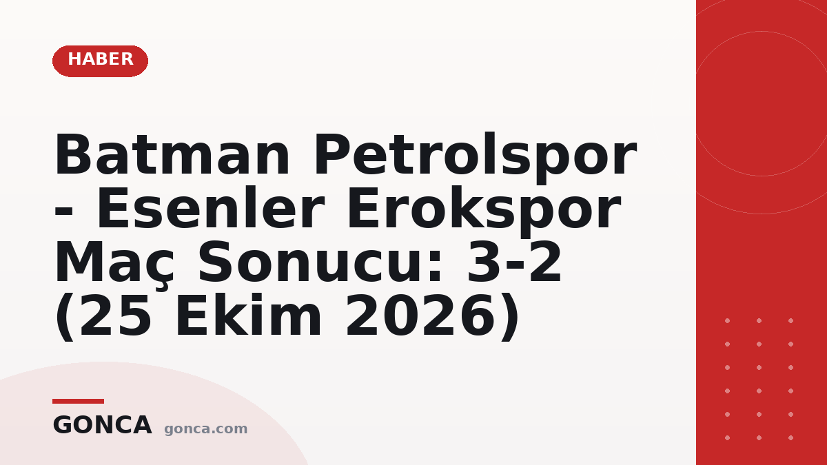 Batman Petrolspor - Esenler Erokspor Maç Sonucu: 3-2 (25 Ekim 2026)