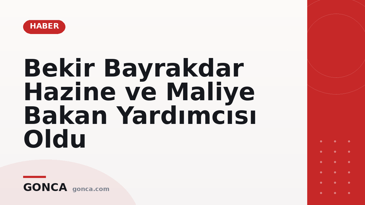 Bekir Bayrakdar Hazine ve Maliye Bakan Yardımcısı Oldu