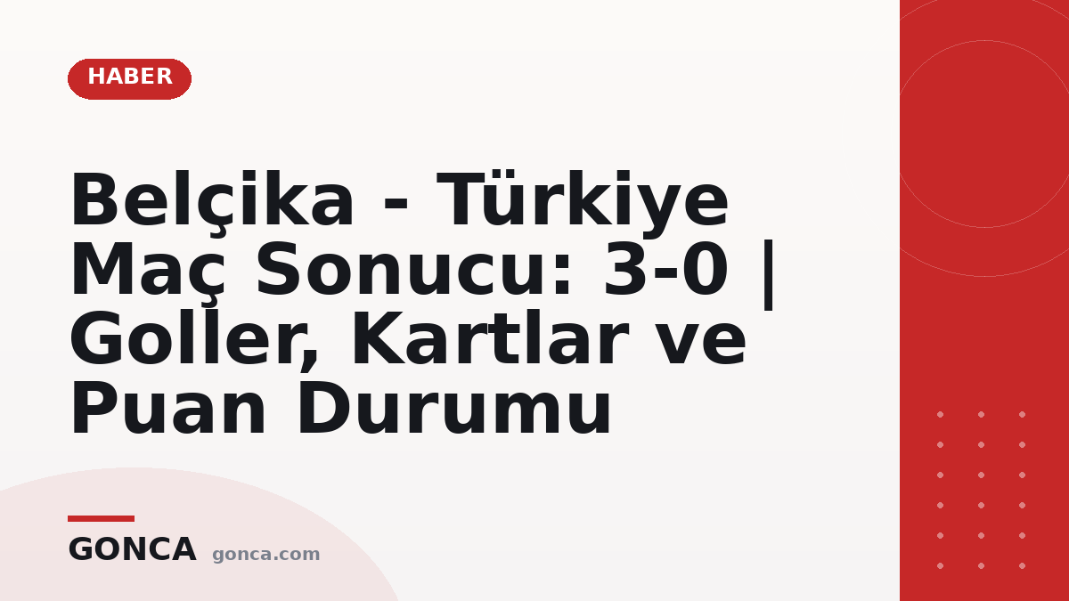Belçika - Türkiye Maç Sonucu: 3-0 | Goller, Kartlar ve Puan Durumu