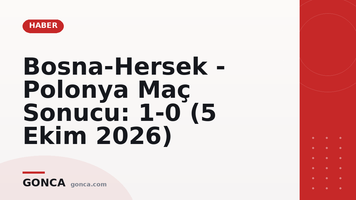 Bosna-Hersek - Polonya Maç Sonucu: 1-0 (5 Ekim 2026)