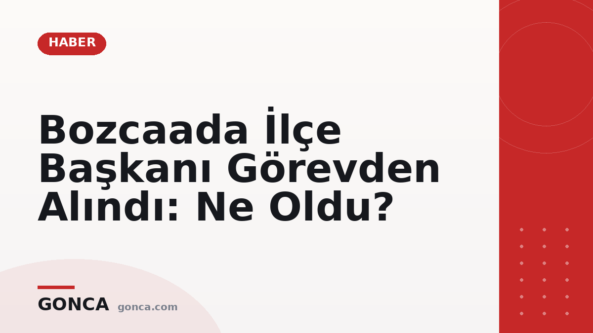 Bozcaada İlçe Başkanı Görevden Alındı: Ne Oldu?