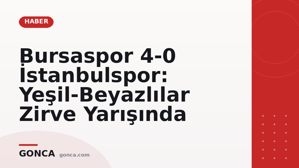 Bursaspor 4-0 İstanbulspor: Yeşil-Beyazlılar Zirve Yarışında