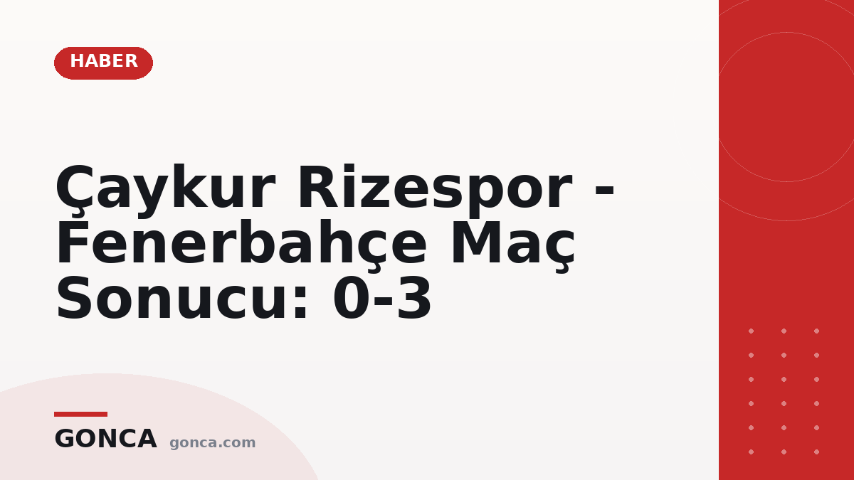Çaykur Rizespor - Fenerbahçe Maç Sonucu: 0-3