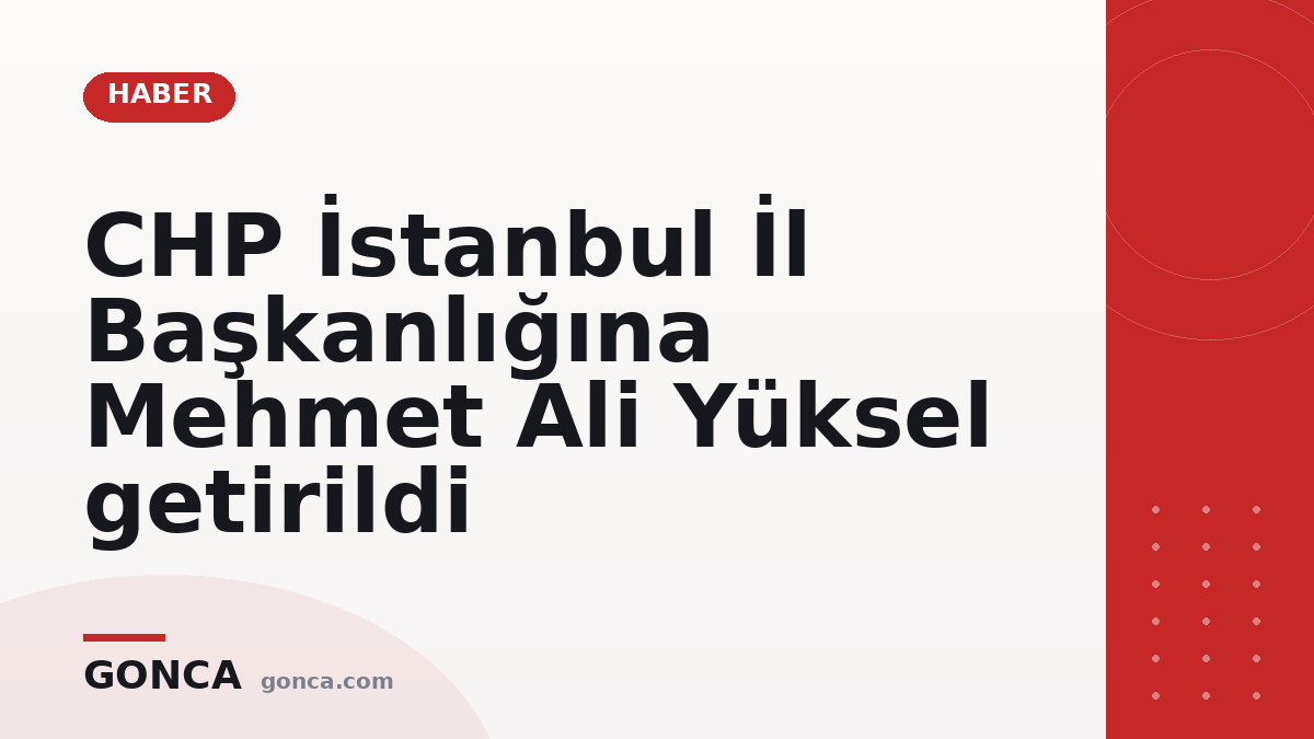 CHP İstanbul İl Başkanlığına Mehmet Ali Yüksel getirildi