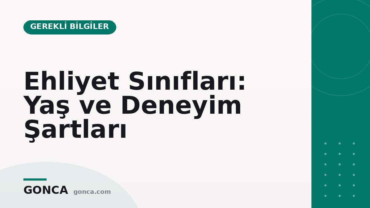 Ehliyet Sınıfları: Yaş ve Deneyim Şartları