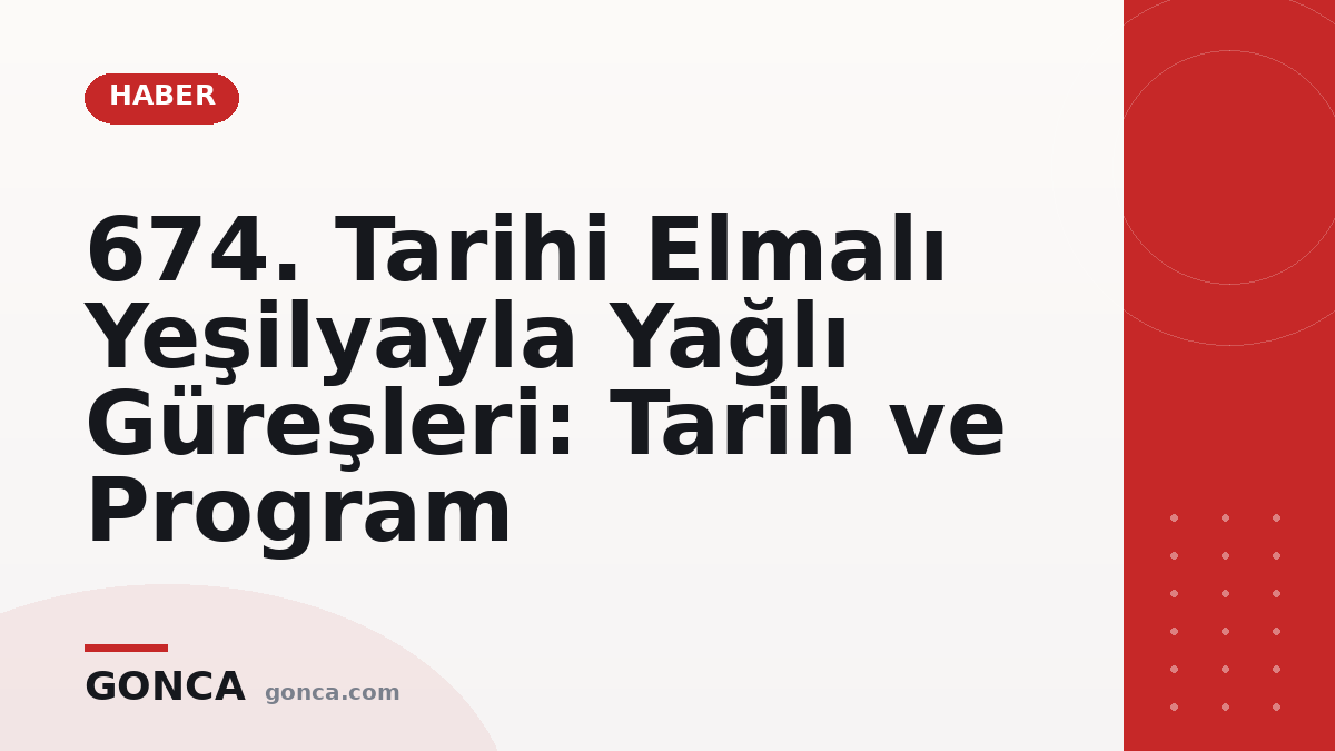 674. Tarihi Elmalı Yeşilyayla Yağlı Güreşleri: Tarih ve Program