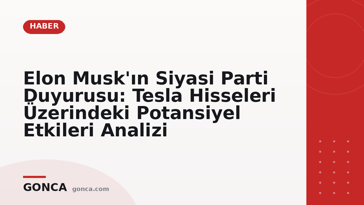 Elon Musk'ın Siyasi Parti Duyurusu: Tesla Hisseleri Üzerindeki Potansiyel Etkileri Analizi
