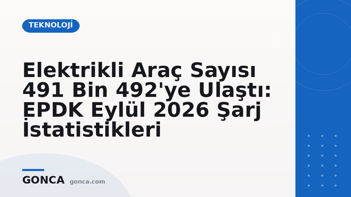 Elektrikli Araç Sayısı 491 Bin 492'ye Ulaştı: EPDK Eylül 2026 Şarj İstatistikleri