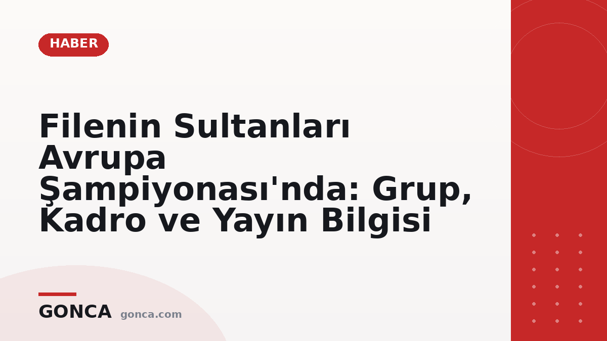 Filenin Sultanları Avrupa Şampiyonası'nda: Grup, Kadro ve Yayın Bilgisi