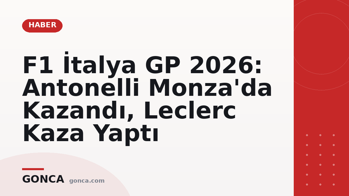F1 İtalya GP 2026: Antonelli Monza'da Kazandı, Leclerc Kaza Yaptı