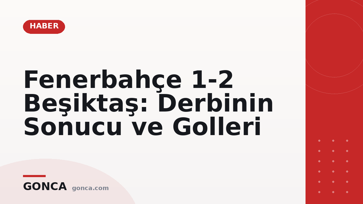 Fenerbahçe 1-2 Beşiktaş: Derbinin Sonucu ve Golleri