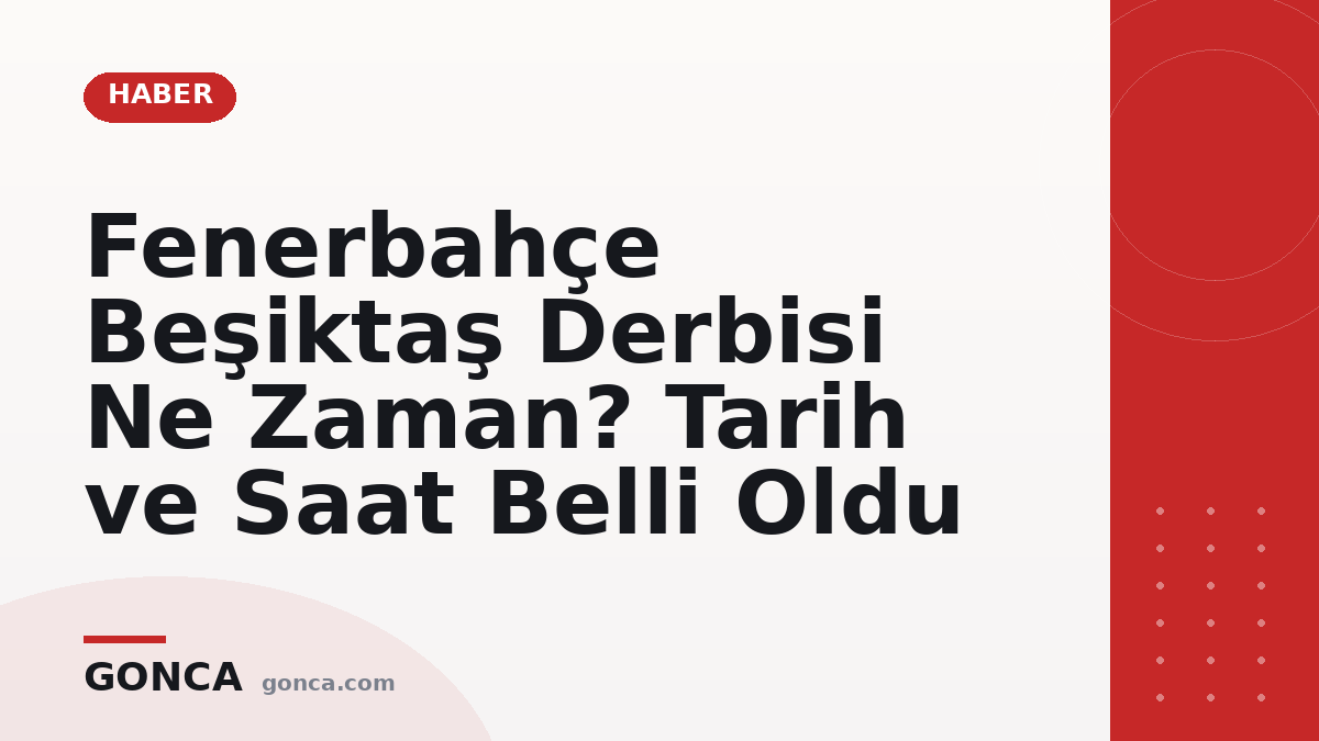 Fenerbahçe Beşiktaş Derbisi Ne Zaman? Tarih ve Saat Belli Oldu