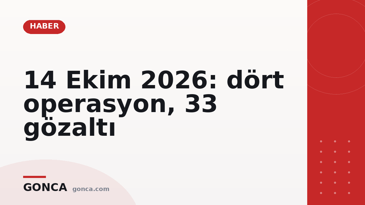 14 Ekim 2026: dört operasyon, 33 gözaltı
