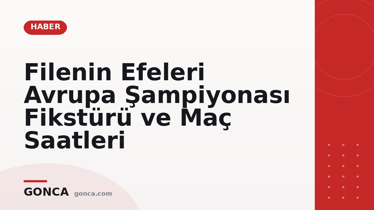 Filenin Efeleri Avrupa Şampiyonası Fikstürü ve Maç Saatleri