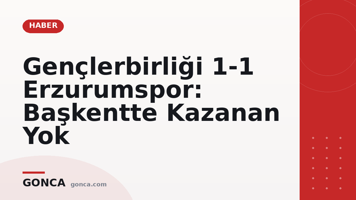 Gençlerbirliği 1-1 Erzurumspor: Başkentte Kazanan Yok