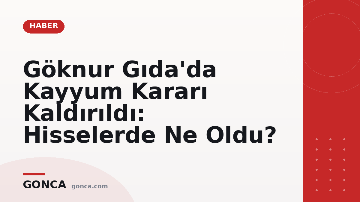 Göknur Gıda'da Kayyum Kararı Kaldırıldı: Hisselerde Ne Oldu?