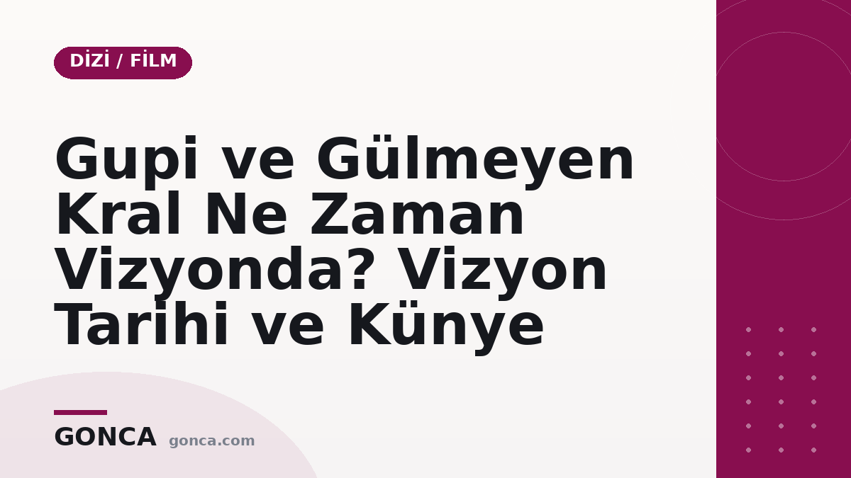 Gupi ve Gülmeyen Kral Ne Zaman Vizyonda? Vizyon Tarihi ve Künye