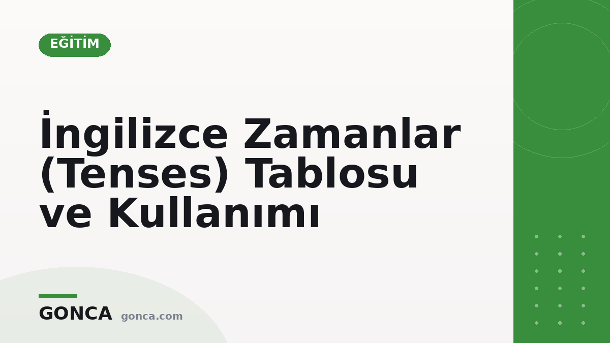 İngilizce Zamanlar (Tenses) Tablosu ve Kullanımı