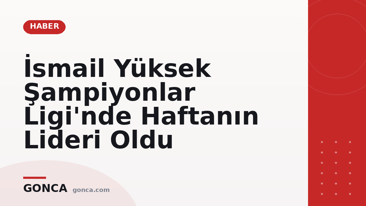 İsmail Yüksek Şampiyonlar Ligi'nde Haftanın Lideri Oldu