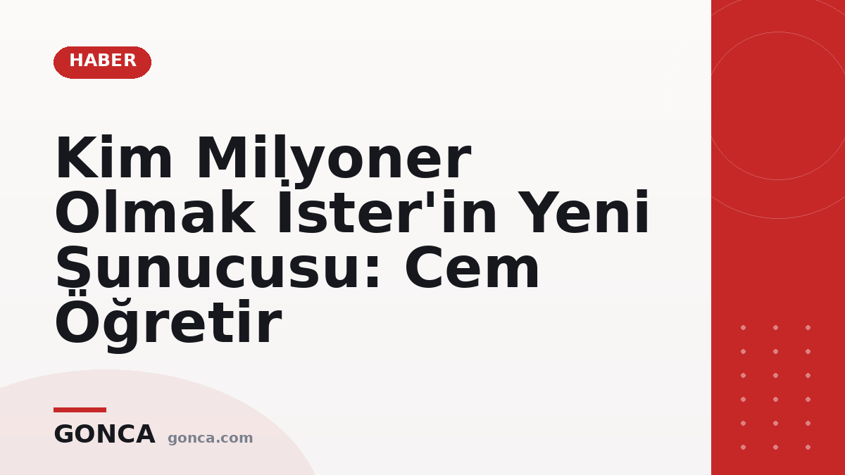 Kim Milyoner Olmak İster'in Yeni Sunucusu: Cem Öğretir
