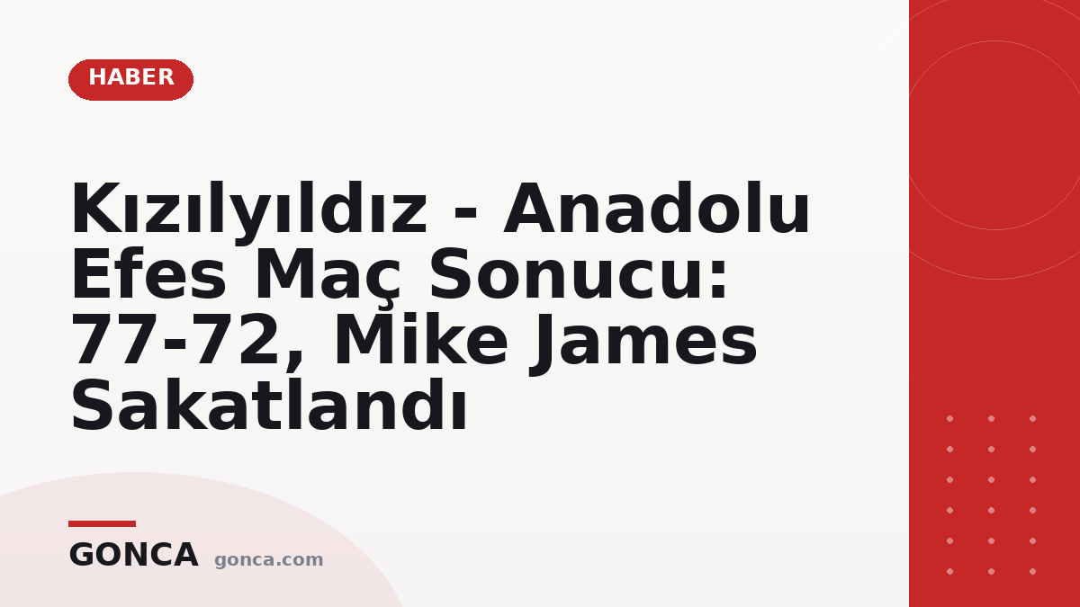Kızılyıldız - Anadolu Efes Maç Sonucu: 77-72, Mike James Sakatlandı