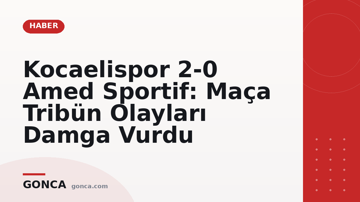 Kocaelispor 2-0 Amed Sportif: Maça Tribün Olayları Damga Vurdu