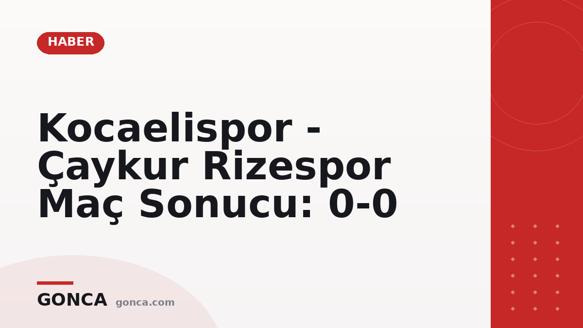 Kocaelispor Çaykur Rizespor maç sonucu