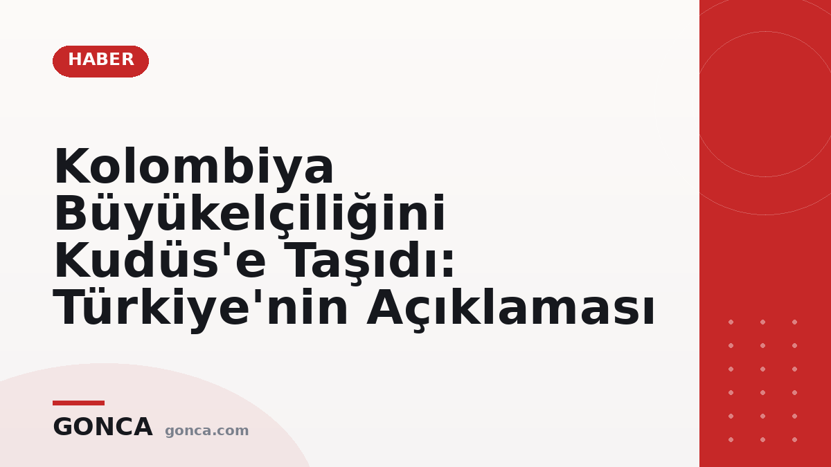 Kolombiya Büyükelçiliğini Kudüs'e Taşıdı: Türkiye'nin Açıklaması
