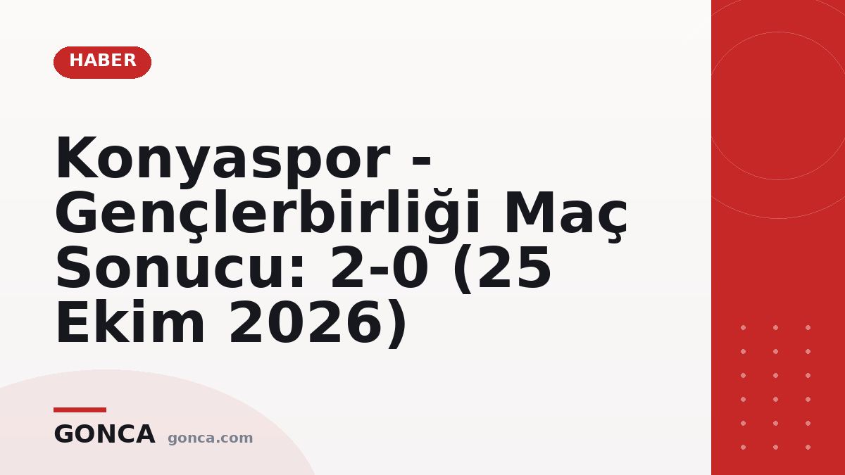 Konyaspor - Gençlerbirliği Maç Sonucu: 2-0 (25 Ekim 2026)