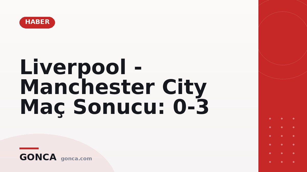 Liverpool - Manchester City Maç Sonucu: 0-3