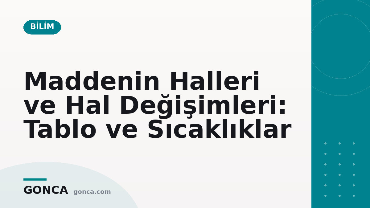 Maddenin Halleri ve Hal Değişimleri: Tablo ve Sıcaklıklar