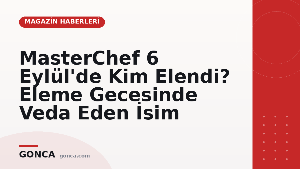 MasterChef 6 Eylül'de Kim Elendi? Eleme Gecesinde Veda Eden İsim